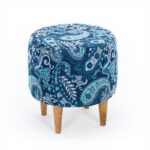 Σκαμπό Sassari σκούρο μπλε ξύλινα πόδια 40x40x42εκ ed6454 - Image 4