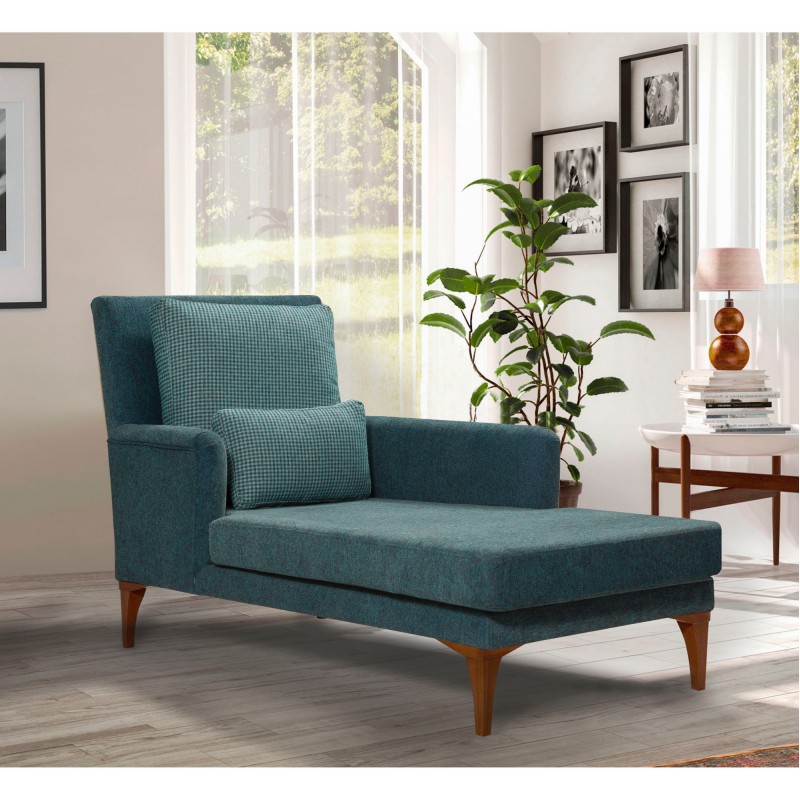 6456_0-800x800 Ανάκλινδρο Sofia Turquoise ύφασμα ξύλινα πόδια 79x100x167cm ed6456 - Image 1