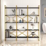 Βιβλιοθήκη Dodici μαύρο χρυσό 170x30x175cm ed6464 - Image 5