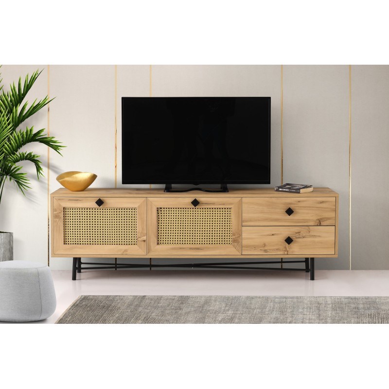647_0-800x800 Έπιπλο TV Frosinone oak μαύρο χρώμα μελαμίνη 180x40x60cm ed647 - Image 1