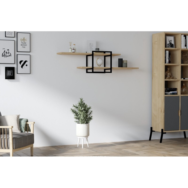 6484_0-800x800 Ράφι τοίχου Mone Sapphire Oak μελαμίνη 120x18x30cm ed6484 - Image 1