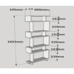 Βιβλιοθήκη Blok άσπρη καρυδί μελαμίνη 60x19 5x165cm ed64 - Image 2