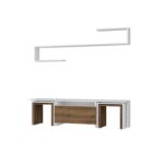 Έπιπλο τηλεόρασης Pezzo λευκό καρυδί 140x29 5x38 5cm ed6531 - Image 3