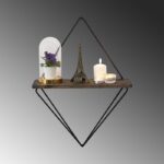 Ραφιερα Turcica σκούρο καρυδί ξύλο μεταλλικό πλαίσιο 27x15x30εκ ed6541 - Image 4