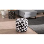 Σκαμπό Begon άσπρο μαύρο ξύλινα πόδια 40x40x40εκ ed6544