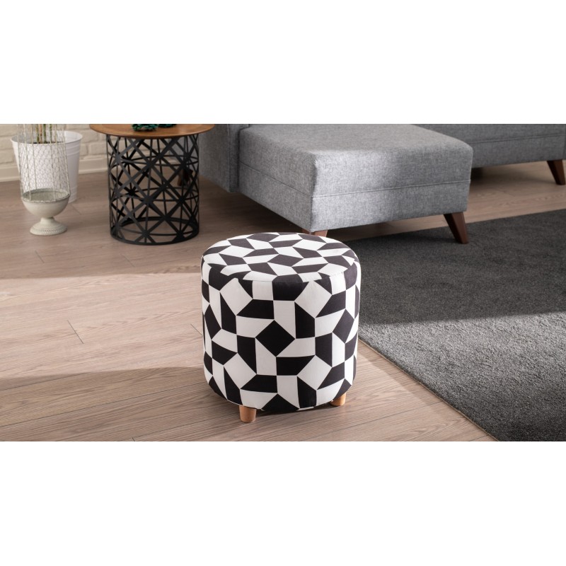 6544_0-800x800 Σκαμπό Begon άσπρο μαύρο ξύλινα πόδια 40x40x40εκ ed6544 - Image 1