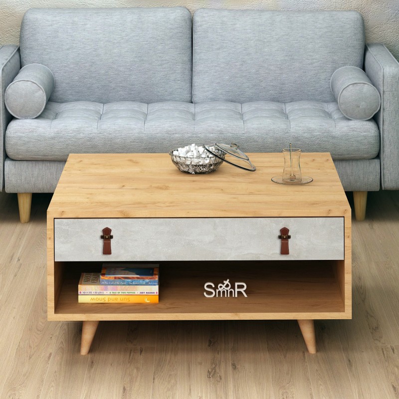 6549_0-800x800 Τραπέζι σαλονιού Brida δρυς μελαμίνη ξύλινα πόδια 80x80x40εκ ed6549 - Image 1