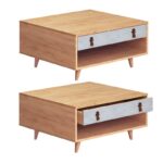 Τραπέζι σαλονιού Brida δρυς μελαμίνη ξύλινα πόδια 80x80x40εκ ed6549 - Image 3