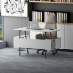 Γραφείο Toccare λευκό χρώμα μελαμίνη μέταλλο 120x60x73 8cm ed6585 - Image 5