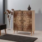 ΠΑΠΟΥΤΣΟΘΗΚΗ PIANO SONOMA OAK ΜΕΛΑΜΙΝΗ 95x36xH111cm ed6616