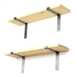 Ραφιέρα Lam καρυδί μαυρο ξύλο μεταλλική βάση 60x14x16εκ ed6622 - Image 4