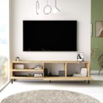 Σετ επίπλων σαλονιού Lione μελαμίνη γκρι μαύρο 160x45 1x35 5cm μεταλλικά πόδια ed6641 - Image 5