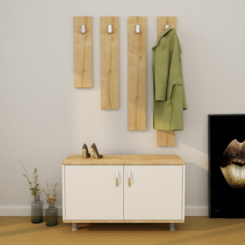 6644_0-800x800 Έπιπλο εισόδου Tasarım άσπρο δρυς μελαμίνη 100x35x50εκ ed6644 - Image 1