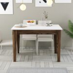 Τραπεζαρία Kiev καρυδί άσπρο μελαμίνη 110x72x75εκ ed6648 - Image 5