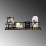 Ραφιέρα Syringa μαύρο σκούρο καρυδί ξύλο μεταλλικό πλαίσιο 60x15x10εκ ed6664 - Image 3