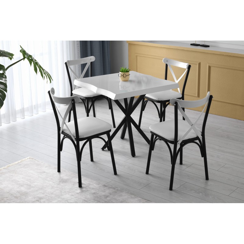 6681_0-800x800 Τραπεζαρία Safir άσπρο μελαμίνη 80x80x75εκ ed6681 - Image 1