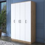 Ντουλάπα Balis άσπρη καρυδί μελαμίνη 120x47 3x190 8cm ed6699