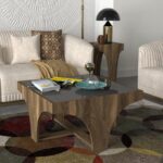 Τραπέζι σαλονιού Litus καρυδί ανθρακί μελαμίνη 71x74 6x38εκ ed6733