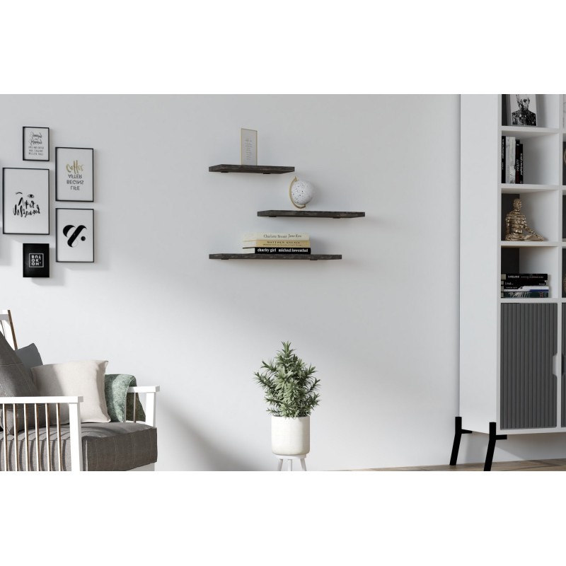 6734_0-800x800 Ράφι τοίχου Leila ανθρακί μελαμίνη 40x14x2cm ed6734 - Image 1