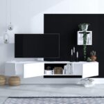 Έπιπλο τηλεόρασης Pandora μελαμίνη άσπρη 180x25x30cm ed6752 - Image 4