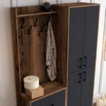 Έπιπλο εισόδου Berlin καρυδί ανθρακί μελαμίνη μεταλλιά πόδια 120x35x200εκ ed675 - Image 4