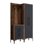 Έπιπλο εισόδου Berlin καρυδί ανθρακί μελαμίνη μεταλλιά πόδια 120x35x200εκ ed675 - Image 3