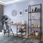 Γραφείo Mentre καρυδί χρώμα μελαμίνη μέταλλο 120x55x180cm ed6779