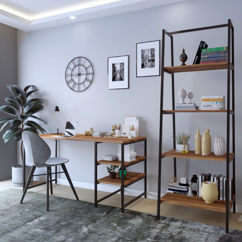 6779_0-800x800 Γραφείo Mentre καρυδί χρώμα μελαμίνη μέταλλο 120x55x180cm ed6779 - Image 1