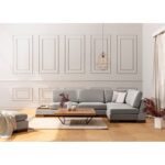 Γωνιακός καναπές Tulip Corner Right με πουφ γκρι 193x313cm ed678 - Image 4