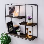 Ραφιέρα Lilac μαύρο καρυδί μελαμίνη μεταλλικό πλαίσιο 60x60x15εκ ed6801