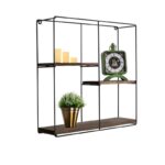 Ραφιέρα Lilac μαύρο καρυδί μελαμίνη μεταλλικό πλαίσιο 60x60x15εκ ed6801 - Image 4