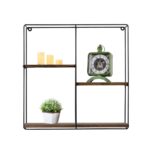 Ραφιέρα Lilac μαύρο καρυδί μελαμίνη μεταλλικό πλαίσιο 60x60x15εκ ed6801 - Image 3