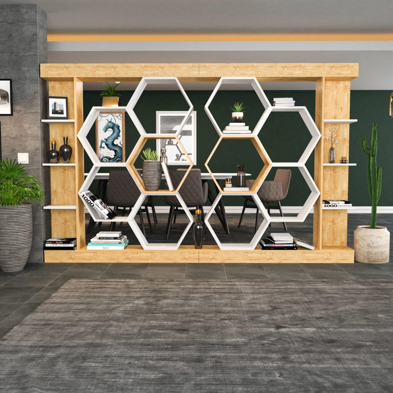 6810_0-800x800 Βιβλιοθήκη Sueno άσπρο δρυς μελαμίνη 140x29 6x177 4εκ ed6810 - Image 1