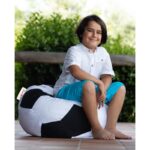 Πουφ Football Kids άσπρο μαύρο χρώμα 70x28cm ed6821 - Image 3