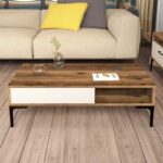 Τραπέζι σαλονιού Istanbul καρυδί κρεμ μεταλλικά πόδια 105x60x32 6εκ ed6827 - Image 4