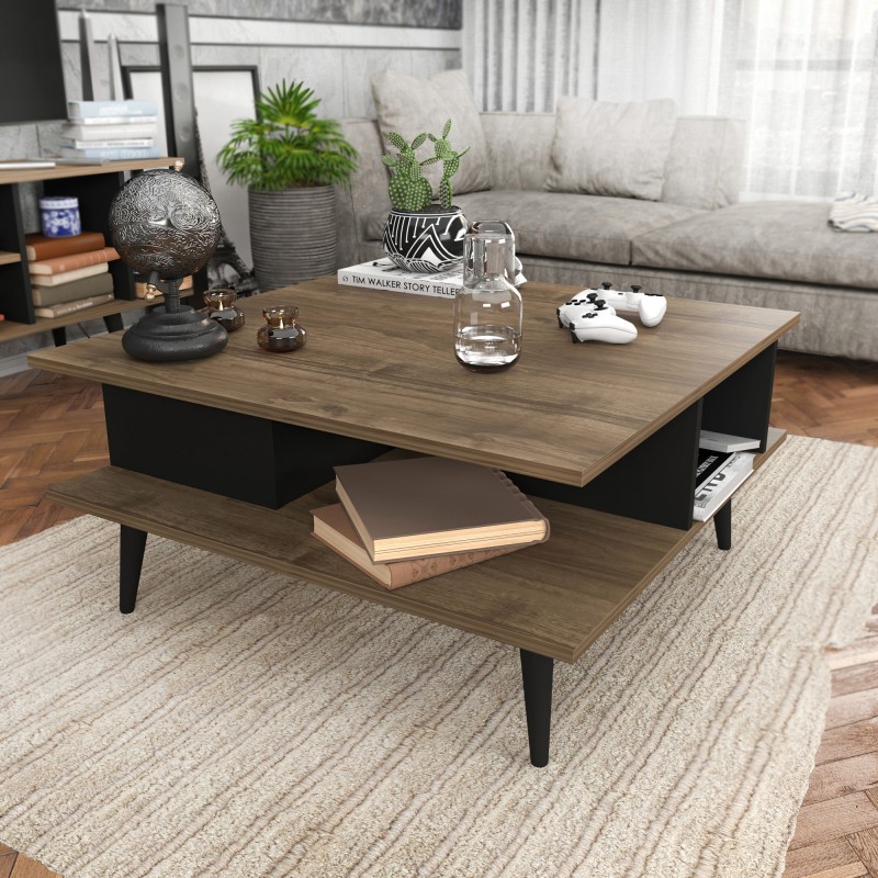 6839_0-800x800 Τραπεζάκι σαλονιού Akya Walnut Black 89x89x44cm ed6839 - Image 1