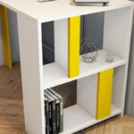 Γραφείο Londra λευκό κίτρινο χρώμα μελαμίνη 120x60x75 4cm ed6855 - Image 4