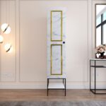 Ντουλάπα Martin άσπρη μαύρο χρυσό χρώμα μελαμίνη 42x50x200cm ed6883