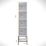 Ντουλάπα Martin άσπρη μαύρο χρυσό χρώμα μελαμίνη 42x50x200cm ed6883 - Image 4