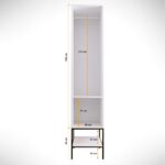 Ντουλάπα Martin άσπρη μαύρο χρυσό χρώμα μελαμίνη 42x50x200cm ed6883 - Image 3