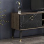 Έπιπλο tv Alpha μαύρο καρυδί χρώμα μελαμίνη 150x50x35cm ed6889 - Image 4