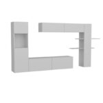 Έπιπλο τηλεόρασης Maxi άσπρο χρώμα μελαμίνη 215x31 5x150cm ed688 - Image 2