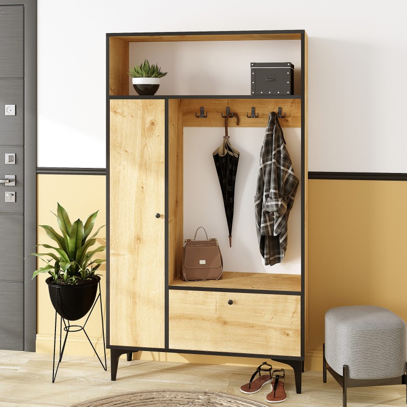 6900_0-800x800 Έπιπλο εισόδου Canopo μελαμίνη 100x35x177cm ed6900 - Image 1