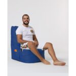 Πουφ Diamond αδιάβροχο ύφασμα μπλε 60x35cm ed6907 - Image 4