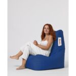 Πουφ Diamond αδιάβροχο ύφασμα μπλε 60x35cm ed6907 - Image 2