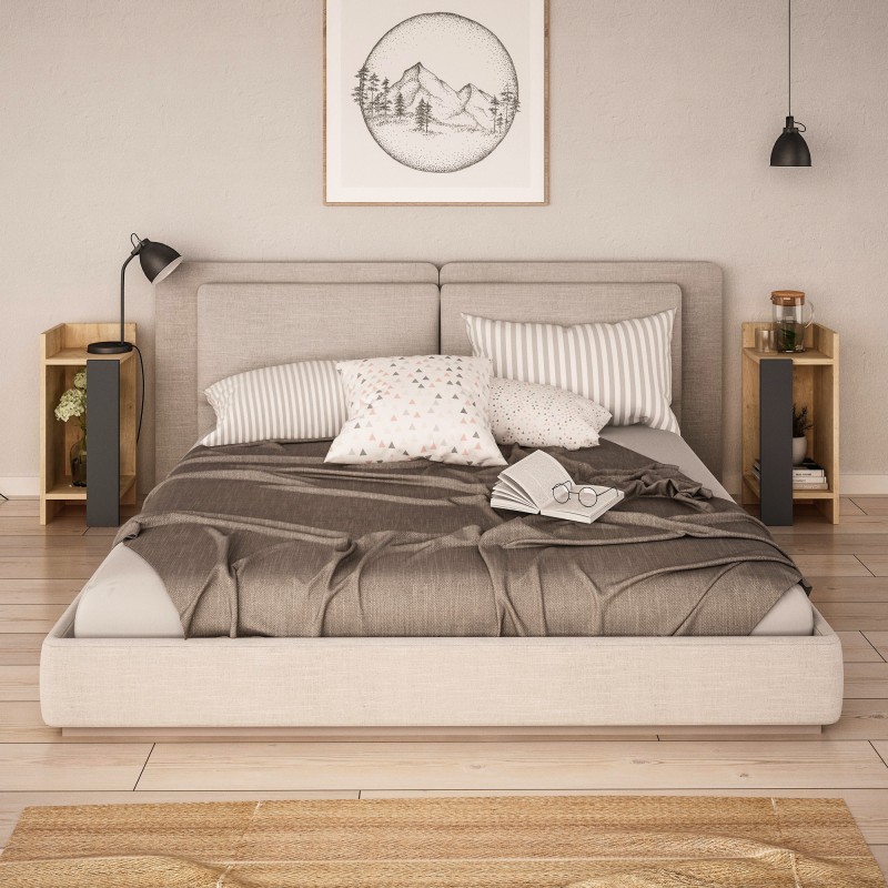 692_0-800x800 Κομοδίνο Elos oak ανθρακί μελαμίνη 25x25x60cm 2τεμ ed692 - Image 1