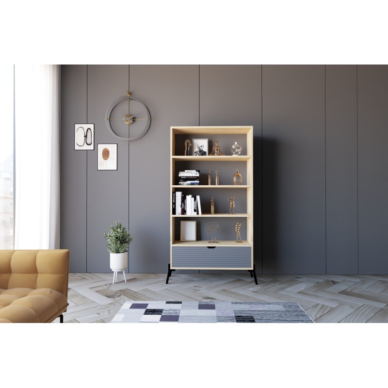 6935_0-800x800 Βιβλιοθήκη Numana Sapphire δρυς ανθρακί μελαμίνη 83 6x30x160εκ ed6935 - Image 1