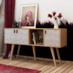 Κονσόλα Plamen δρυς άσπρο μελαμίνη 140x40x80εκ ed6942 - Image 4