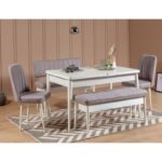 Τραπεζαρία Vina 5 τεμάχια soho άσπρη μελαμίνη 129x75x80cm ed694