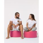 Πουφ Round ροζ ύφασμα 55x30cm ed6962 - Image 4